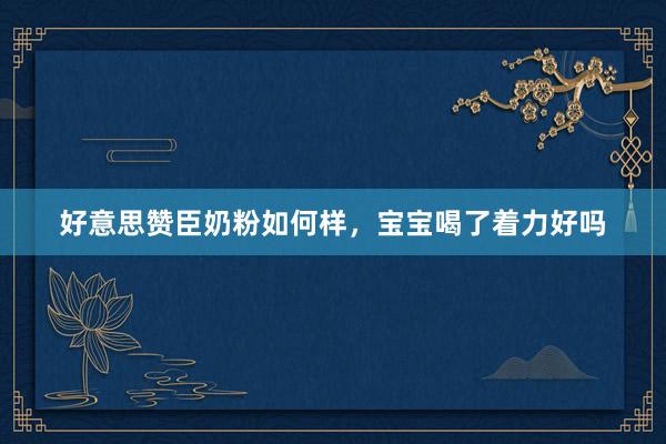 好意思赞臣奶粉如何样，宝宝喝了着力好吗